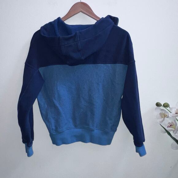 Hoka One One Blue Colorblock Quarter ZIp Wool Blend Hoodie Women's Size SX - Picture 2 of 7